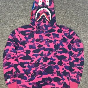 Bape Pink and Purple Camo Zip-Up Sweater